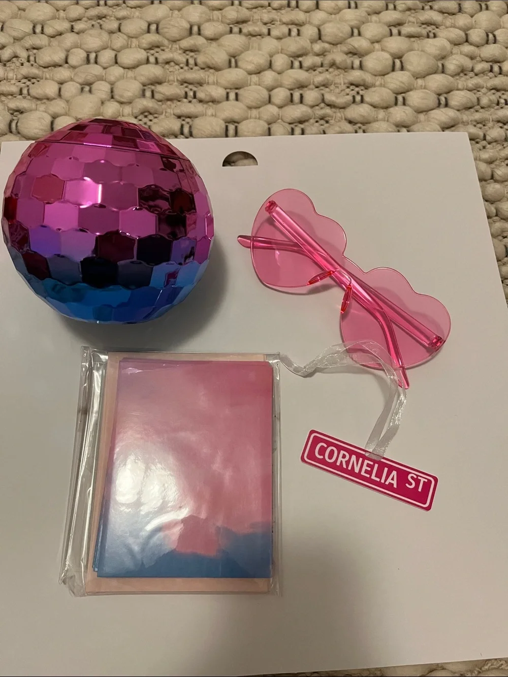 Taylor Swift  sealed Valentines cards and disco ball cocktail cup from ERAS